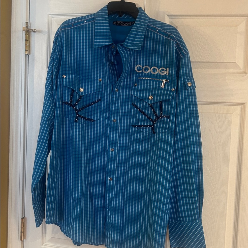 COOGI vintage Blue and White Striped Men's Shirt